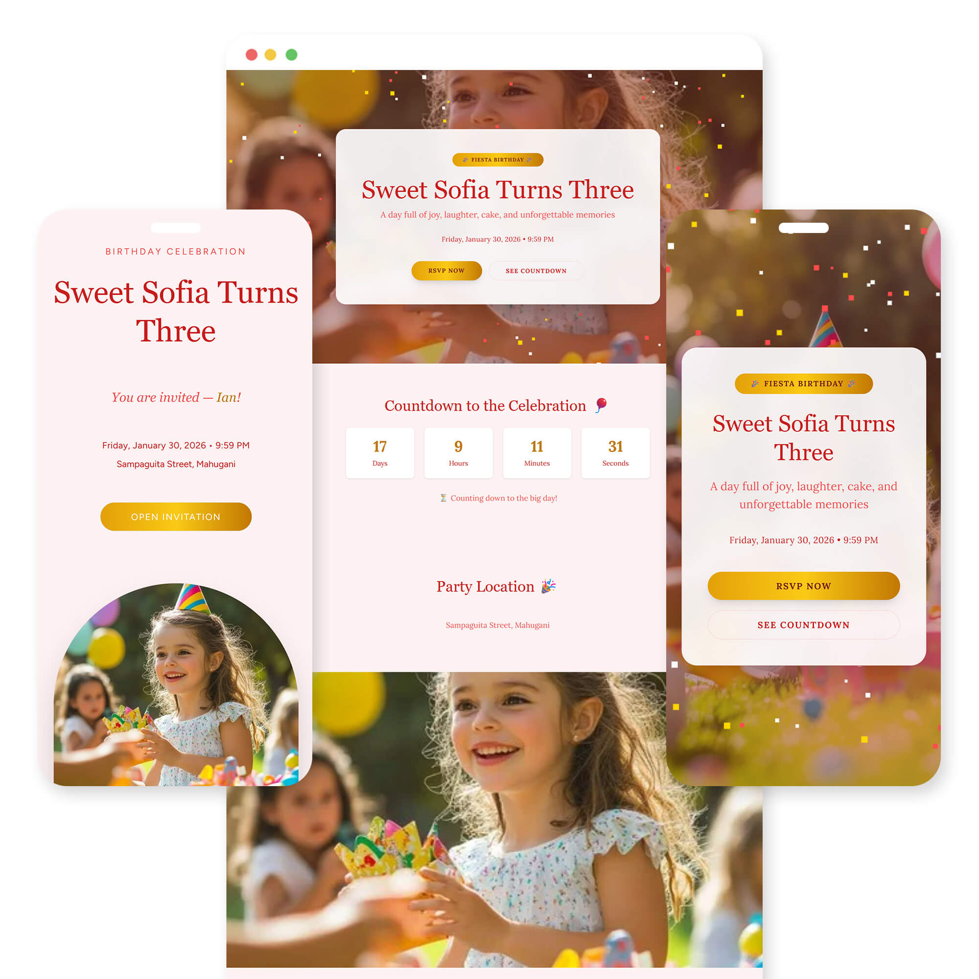 Fiesta - Birthday invitation template preview