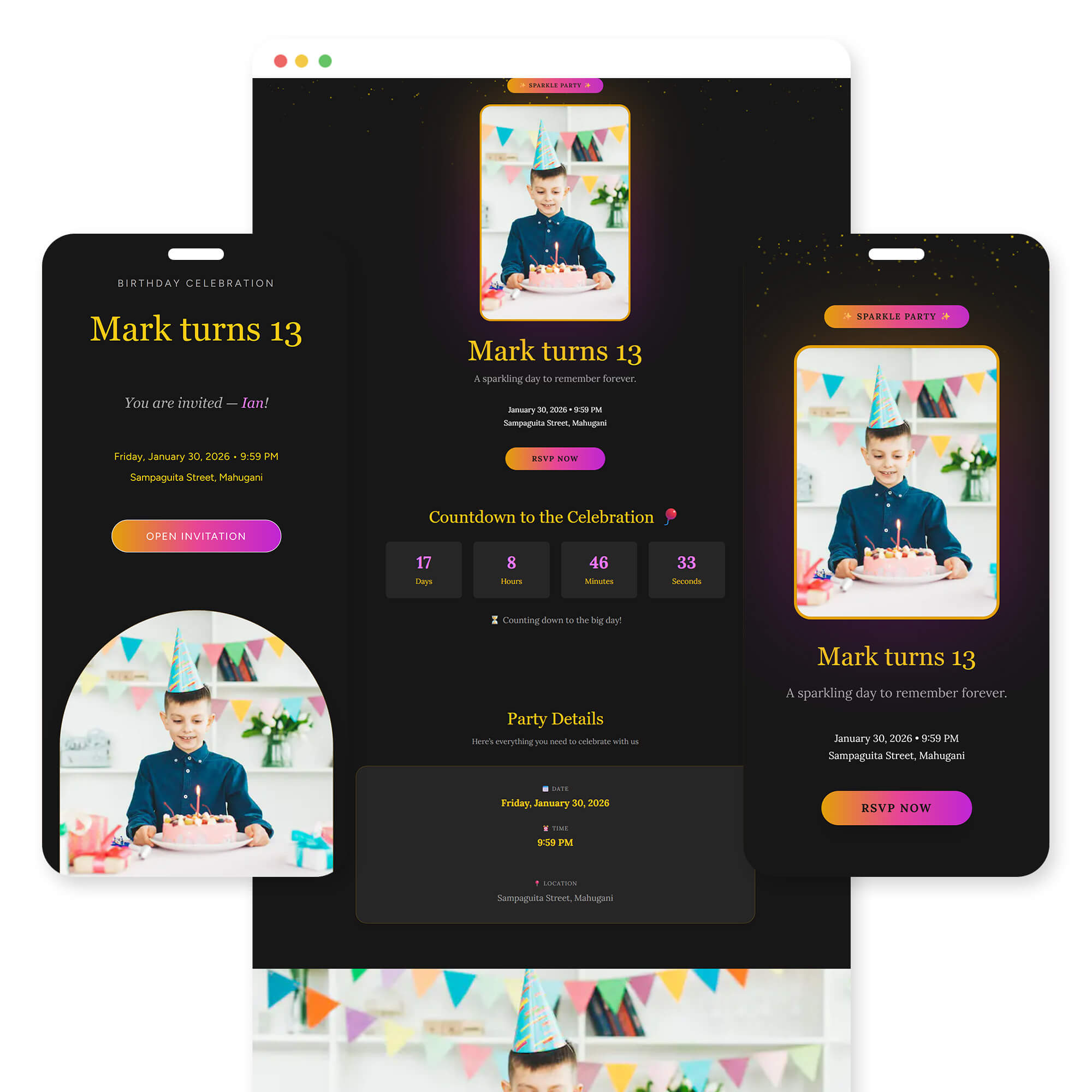 Sparkle Party Template Preview