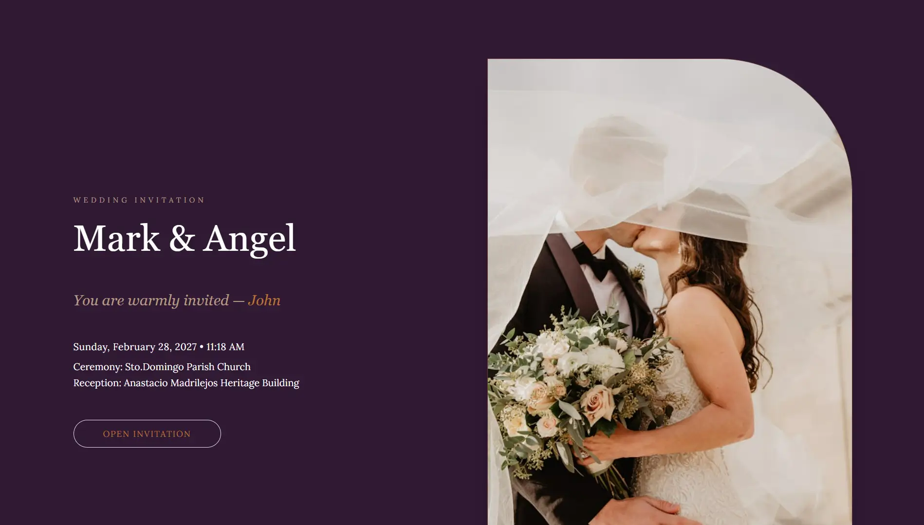Invitation Website Before RSVP Confirmation