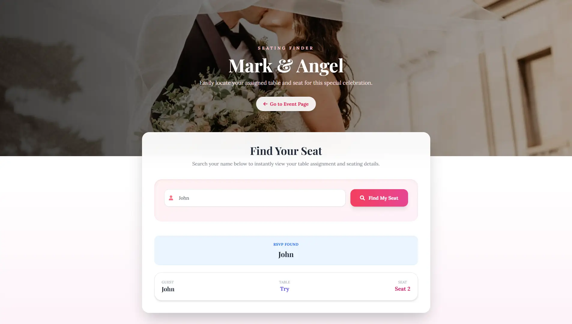 Seat Finder Page